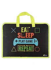 Папка для тетрадей А4 "Game repeat" 34*24,5*7см пластик, молния, текст.ручки, расширение