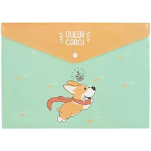 Папка -конверт «Queen Corgi» А4 на кнопке