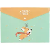 Папка-конверт А4 накнопке "Queen Corgi"