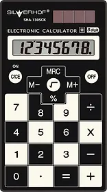 Калькулятор 08 разрядный карманный School SHA-130SCK Slim черн./бел., Silwerhof