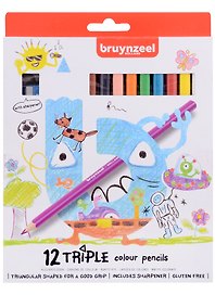 Карандаши цветные 20цв "Kids Triple" + точилка, трехгранные, Bruynzeel