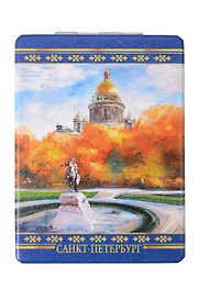 МедВс  Зеркало прямоугольное Экокожа Санкт-Петербург Медный всадник Исаакий масло [MIR004-20]