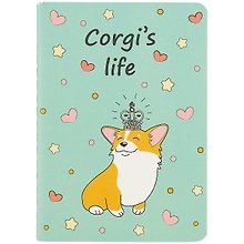 Записная книжка «Corgi's life» А7, 30 листов в клетку, сшивка