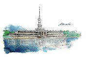 Открытка «Москва. Северный речной вокзал»