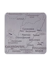 ГС Магнит Владивосток Карта Приморского края прямоугольная зеркальный серебро (акрил) (7,5 см)