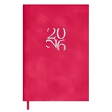 Ежедневник дат. 2026г. А6 120л "Бейбискин" малиновый, кожзам, мягк. переплет, тисн. фольгой, офсет, справ.мат-лы, ляссе, инд.уп