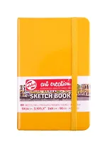 Скетчбук 9*14 80л "Art Creation" желтый, 140г/м2, слоновая кость, тв.обл., Royal Talens