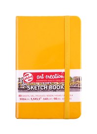 Скетчбук 9*14 80л "Art Creation" желтый, 140г/м2, слоновая кость, тв.обл., Royal Talens