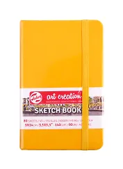 Скетчбук 9*14 80л "Art Creation" желтый, 140г/м2, слоновая кость, тв.обл., Royal Talens