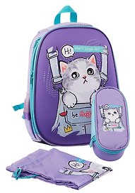 Ранец «Kitten», анатомическая спинка, пенал и мешок для обуви в комплекте, 2 отделения, 2 кармана, 39×30×18 см, ArtSpace