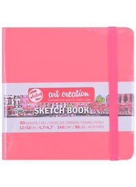 Скетчбук 12*12 80л "Art Creation" 140г/м2, коралл.тв.обл., резинка