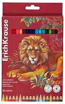 Карандаши цветные 18 цветов "Safari" трехгранные, ErichKrause