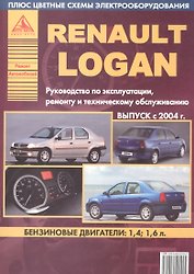 Автомобиль Renault Logan (с 2004 г.) Руководство по эксплуатации ремонту и т/о (ч/б) (мРАвто) (+цв. схемы)