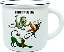 Кружка фарфор матовая прямая "Петербургские коты"
