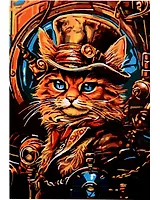 Картина по номерам на картоне "Кот-стимпанк", 20 х 28,5 см