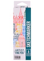 Ручки капиллярные 6цв Artist fine pen Basic 4 , к/к, Sketchmarker