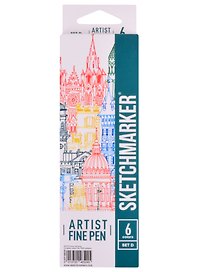 Ручки капиллярные 6цв Artist fine pen Basic 4 , к/к, Sketchmarker