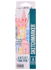 Ручки капиллярные 6цв Artist fine pen Basic 4 , к/к, Sketchmarker