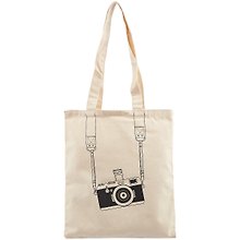 Сумка-шоппер "Фотоаппарат" бежевая 40*32/35см, текстиль, с 2 ручками СК2019-4