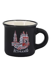Кружка маленькая черная Астрахань (фарфор) (065-9-M-82-BL)