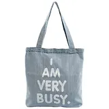 Сумка-шоппер джинсовая на молнии I am very busy 37*33см 12-11522-1915-3