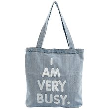 Сумка-шоппер джинсовая на молнии I am very busy 37*33см 12-11522-1915-3