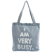Сумка-шоппер джинсовая на молнии I am very busy 37*33см 12-11522-1915-3