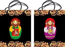 Пакет, АКМ, "Матрешка"  ,17х23х10 см, цвет черный