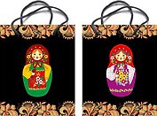 Пакет, АКМ, "Матрешка"  ,17х23х10 см, цвет черный