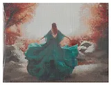 Алмазная мозаика (блестящая), с подрамником, с полным заполнением "Девушка в зелёном платье", 30 х 40 см