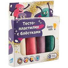 Набор для детской лепки «Тесто-пластилин 4 цвета с блёстками»