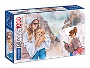 Пазл Hatber Premium 1000 эл. "Девушка с собачкой", 68х48 см