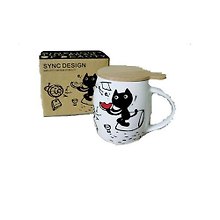 Кружка с крышкой Кошка с сердцем (SN002)