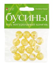 Бусины круглые под натуральный камень, 16 мм, 6 цветов, Hobby Time