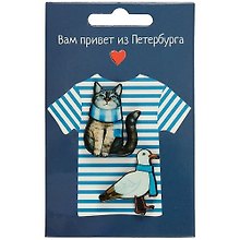 Набор значок Кот + Чайка