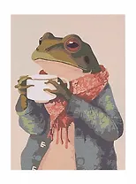 Картина по номерам "Лягушка с кофе", на подрамнике, 30х40 см