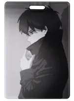Чехол для карточек вертикальный Аниме Синтонимы Персонаж в плаще (ч/б) (Медина Мирай) (ДК2022-419)