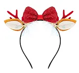 Ободок новогодний Рожки олененка с бантиками (текстиль) (12-06141-P2)