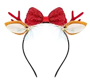 Ободок новогодний Рожки олененка с бантиками (текстиль) (12-06141-P2)