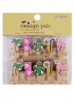 Прищепки декоративные с веревкой 10 шт. Фламинго