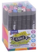 Маркеры для скетчинга 24цв "Vinci"  Main colors на спиртовой основе, пулевидный/клиновидный наконечники 1.0-6.2мммм, Mazari