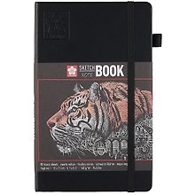 Скетчбук А5 80л 140г/м2, черн.бумага, черн.тв.обл., резинка
