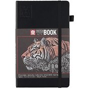 Скетчбук А5 80л 140г/м2, черн.бумага, черн.тв.обл., резинка