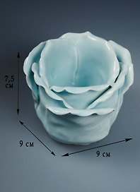 Подсвечник фарфор Цветок голубой (8.5 см) (43839)