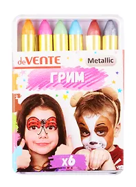 Мелки для грима лица и тела (металик) (6 цв.) (3+) (пласт. коробка) (deVENTE)