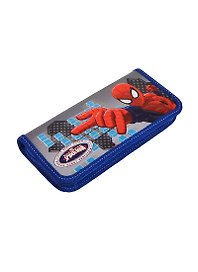 Пенал школьный 1отд. "Spider-man" 20*9*3см, ламин., печать по фольге, конгрев, крепление для канц.принадл., голубой, Disney