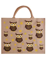 Сумка джутовая L Совы (43х34х19) (12-Eline-2-L)