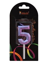 Свеча для торта Цифра 5 Градиент (4см) (блистер) (12-7color-candle_29)