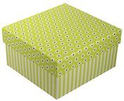 Коробка подарочная "Ромашки c полосками" салатовая, 15*15*8.5см