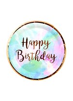 Набор бумажных тарелок Happy birthday космос с золотом (24см) (6шт)
